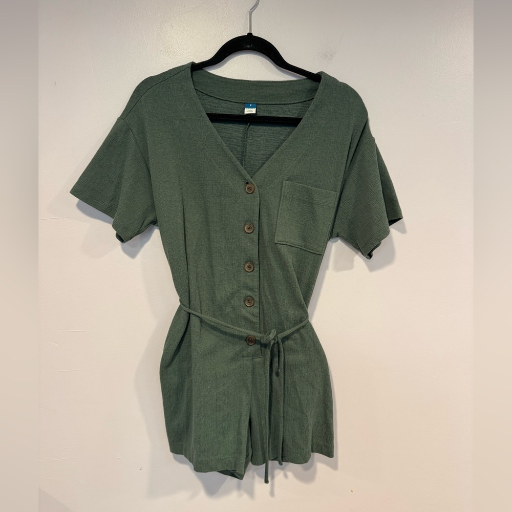Old Navy Olive Button-Down Romper